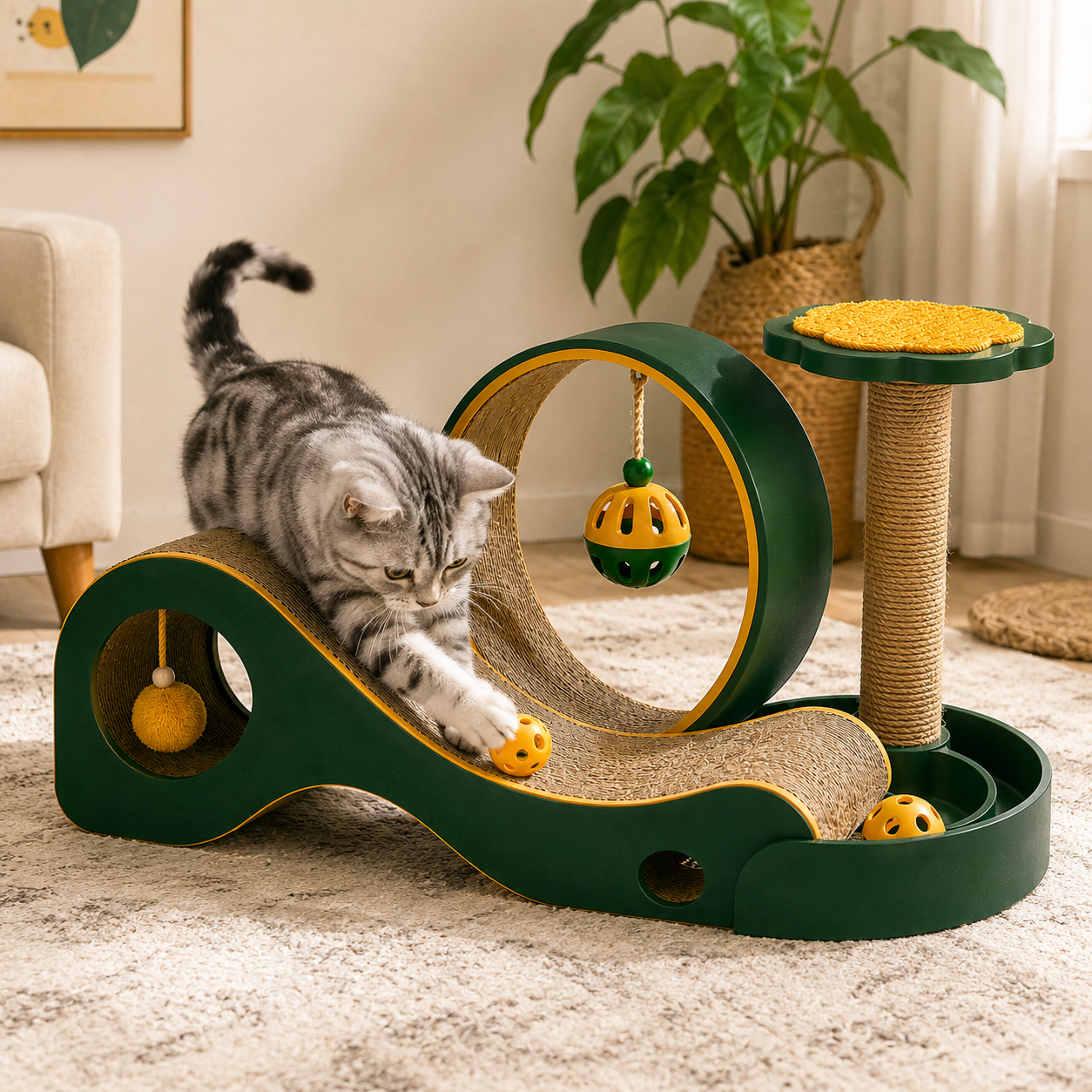 Regal Claw Trail Multi-Level Cat Scratcher & Play Centre - Image 2